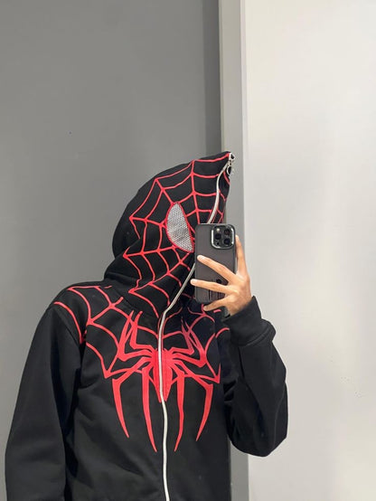 Black Spiderman Zipper Hoodie PRINTED - Heatwear