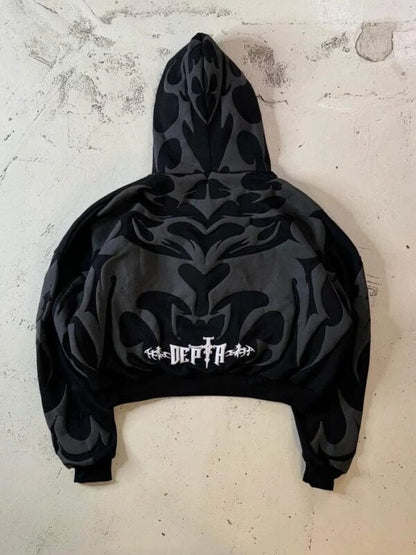 Tribal Shadow Depth Oversized Hoodie | Heatdrop® Stylish Streetwear