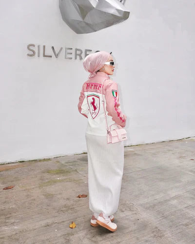 Pink Ferrari Leather Jacket – Luxe Motorsport Streetwear | Heat Drop® Edition