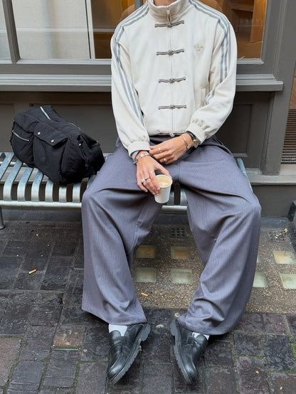 CNY-Inspired Premium White Suede Streetwear Jacket - Heatwear