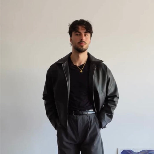 Classic Black Collar Leather Jacket – Heat Drop