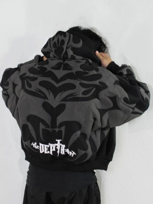 Tribal Shadow Depth Oversized Hoodie | Heatdrop® Stylish Streetwear