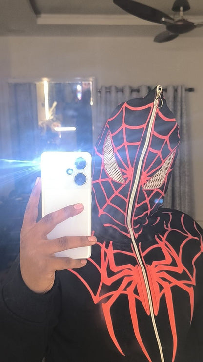 Black Spiderman Zipper Hoodie PRINTED - Heatwear