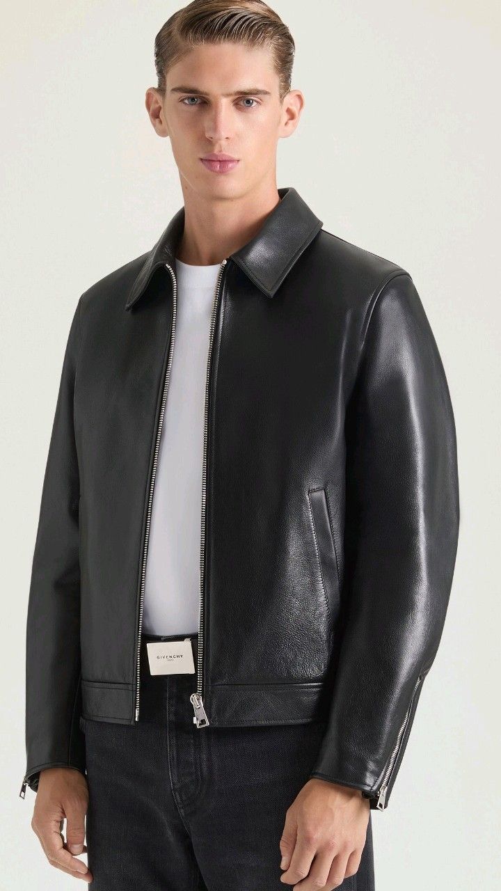 simple black leather jacket