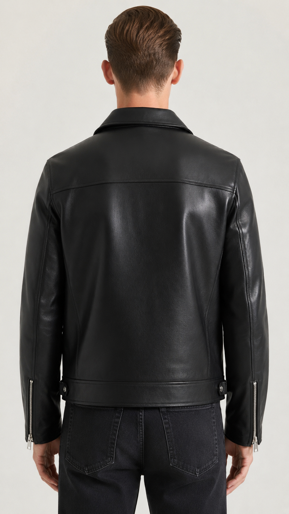 simple black leather jacket