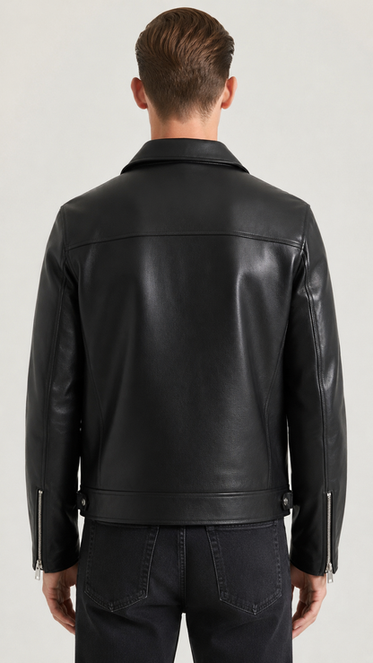 simple black leather jacket