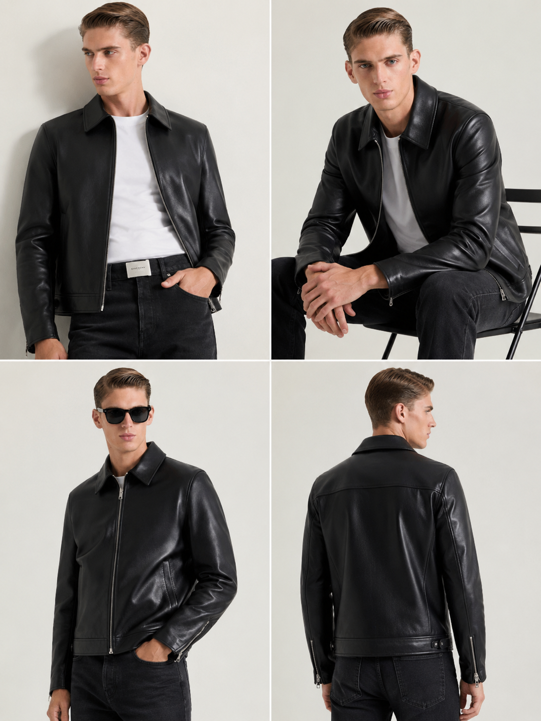 simple black leather jacket