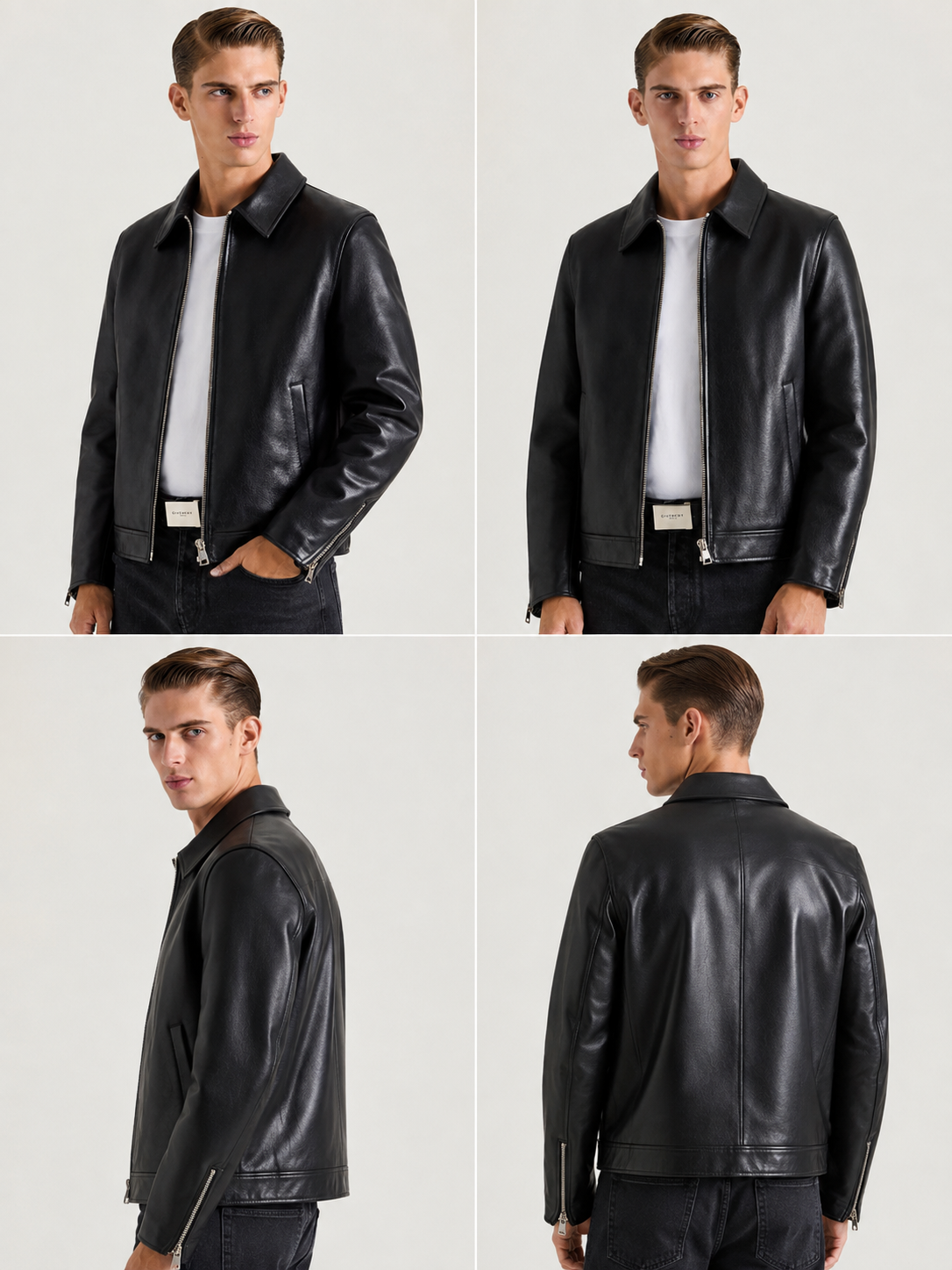 simple black leather jacket