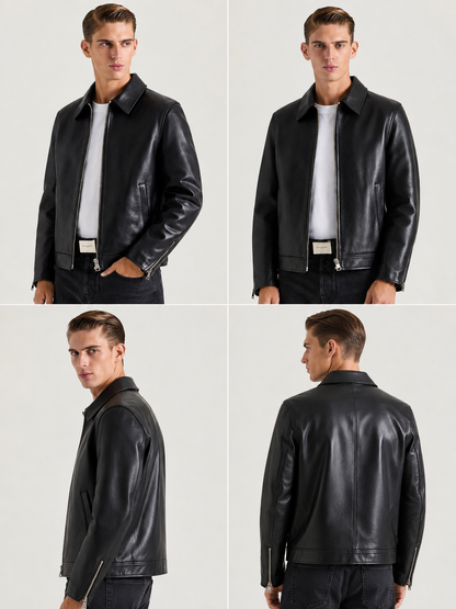 simple black leather jacket