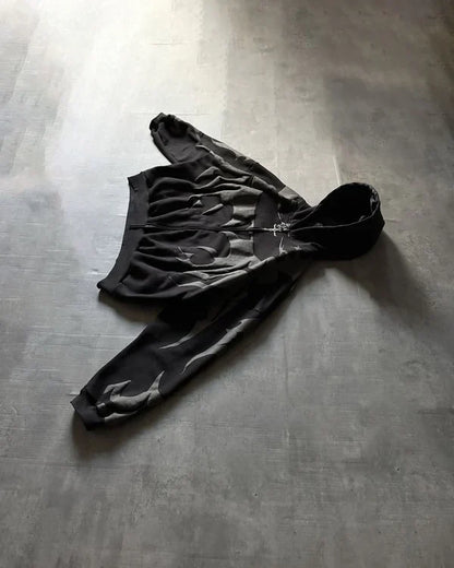 Tribal Shadow Depth Oversized Hoodie | Heatdrop® Stylish Streetwear