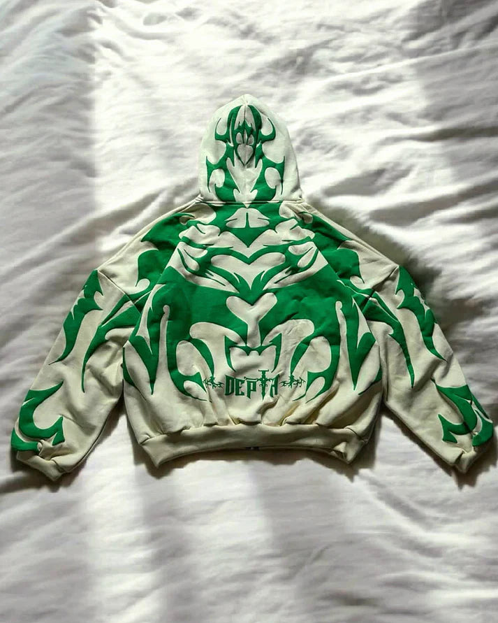 Tribal Shadow Depth Oversized Hoodie | Heatdrop® Stylish Streetwear