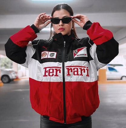 Tri-Color Ferrari F1 Vintage Racing Jacket Elegance Meets Racing Heritage | Ultra-Limited | HEATDROP® F1 Edition