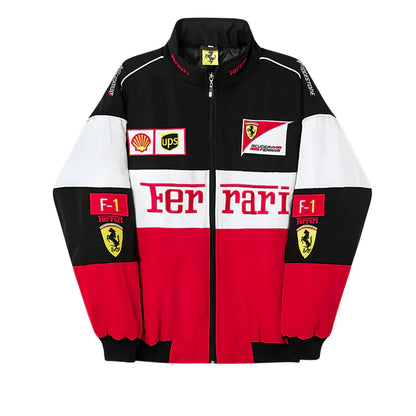 Tri-Color Ferrari F1 Vintage Racing Jacket Elegance Meets Racing Heritage | Ultra-Limited | HEATDROP® F1 Edition