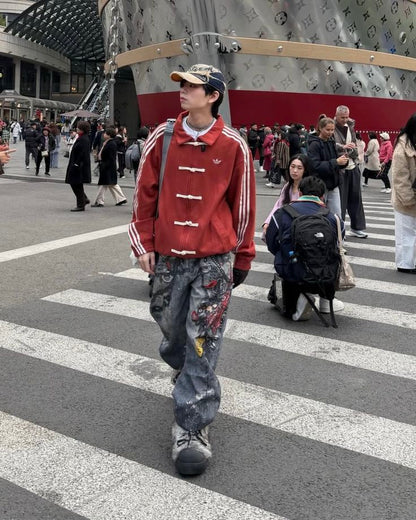 CNY-Inspired Premium Red Suede Streetwear Jacket - Heatwear