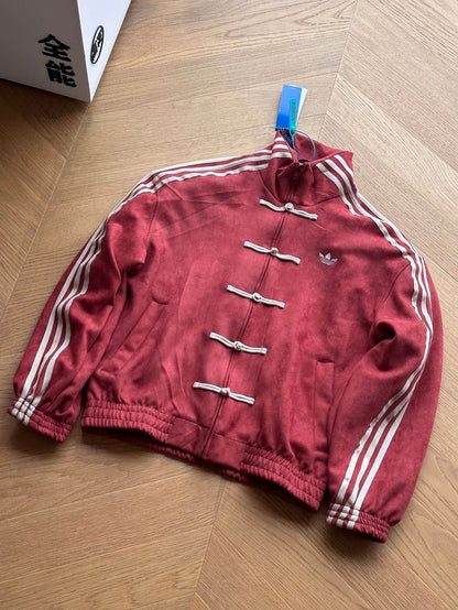 CNY-Inspired Premium Red Suede Streetwear Jacket - Heatwear