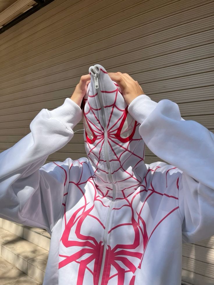 White Spiderman Zipper Hoodie Printed - Heatwear