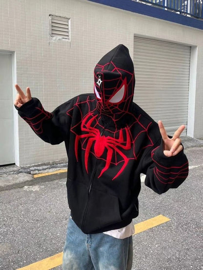 Black Spiderman Zipper Hoodie PRINTED - Heatwear