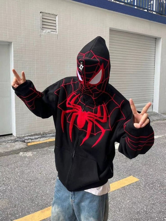 Black Spiderman Zipper Hoodie PRINTED - Heatwear