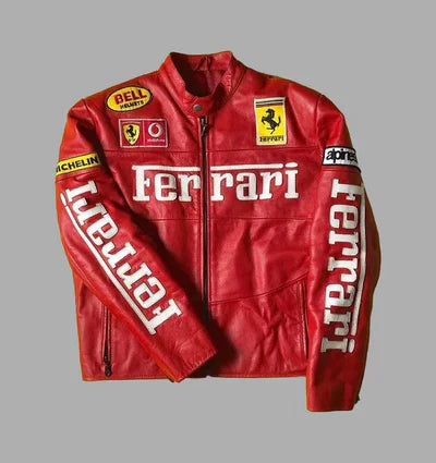 Red Ferrari Leather Jacket | HEATDROP® F1 Edition