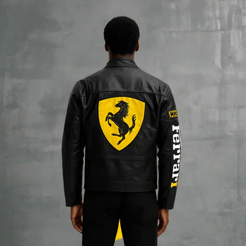 Black Ferrari Leather Jacket | HEATDROP® Limited Drop