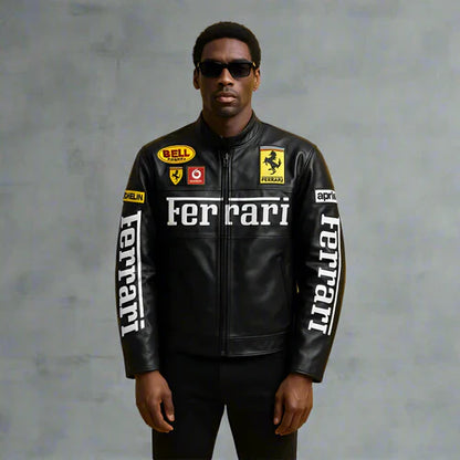 Black Ferrari Leather Jacket | HEATDROP® Limited Drop