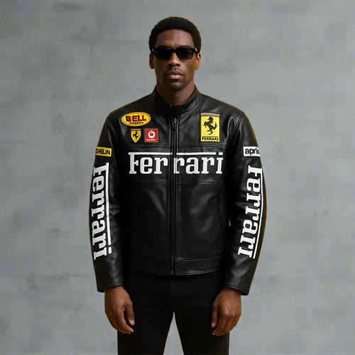 Black Ferrari Leather Jacket | HEATDROP® Limited Drop