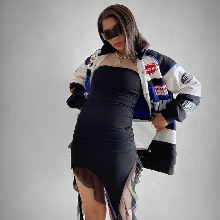 Black Air Classic Vintage Racing Jacket – Iconic Style for Motorsport | HeatDrop®  Edition