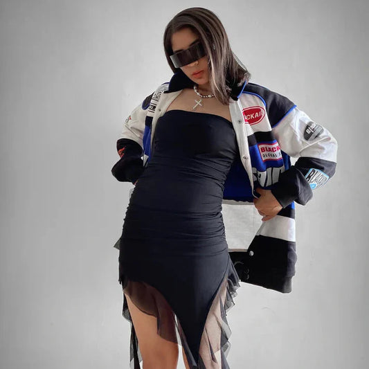 Black Air Classic Vintage Racing Jacket – Iconic Style for Motorsport | HeatDrop®  Edition